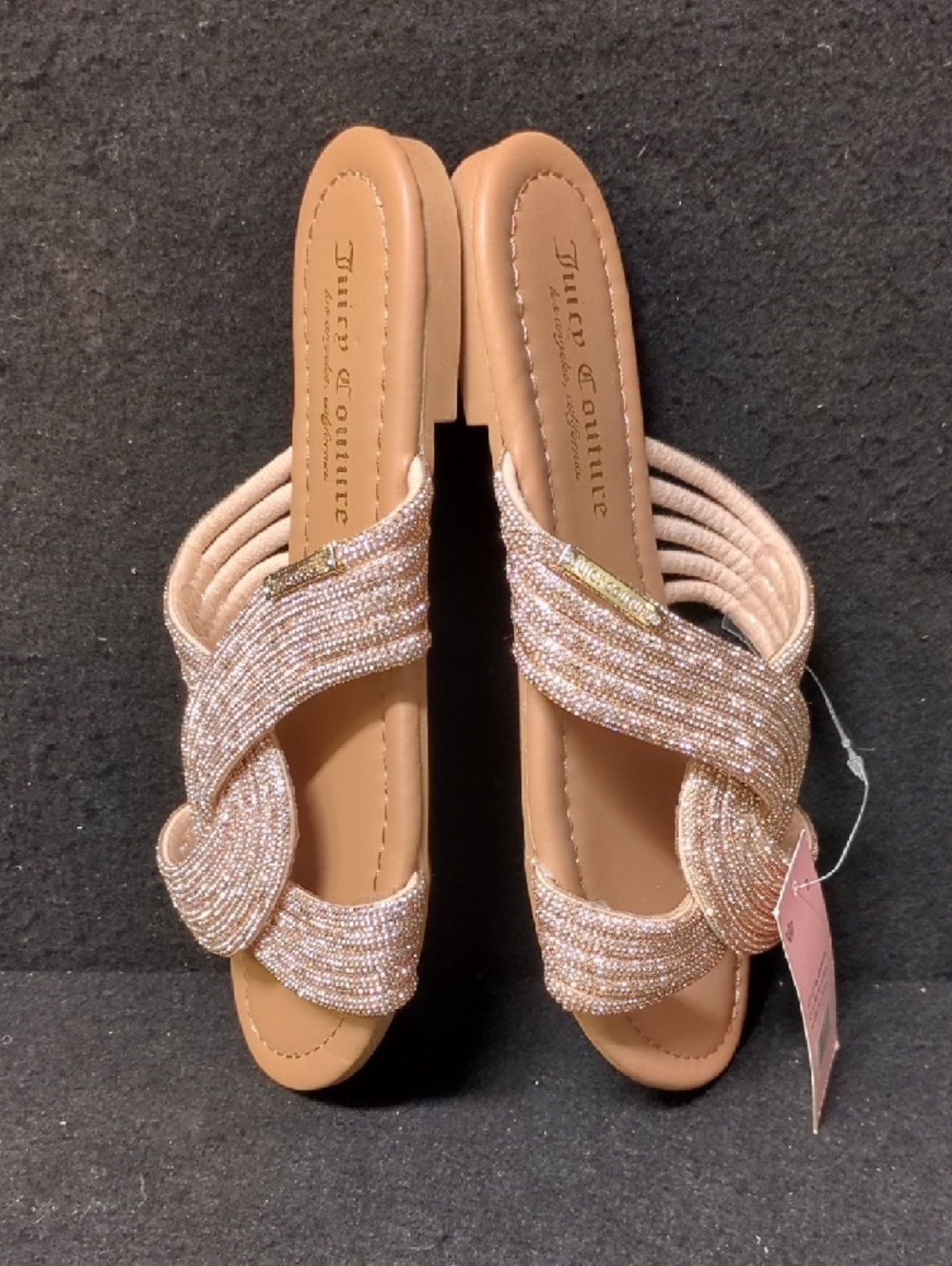 Juicy Couture Metallic Rose Gold Knotted Slide Sandals - Picture 4 of 5